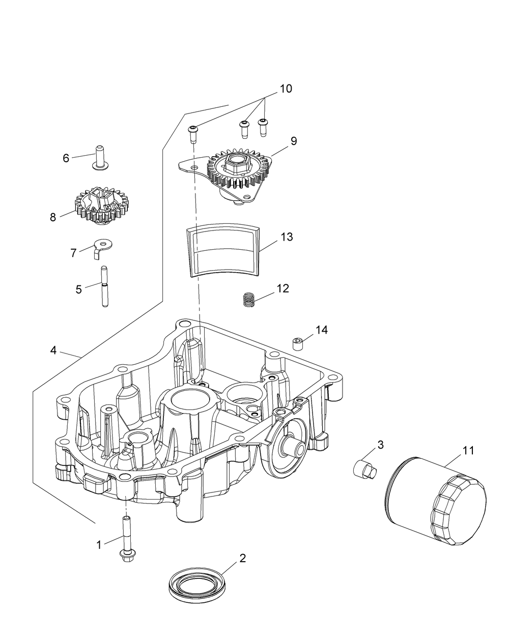 Kohler Kt735-3012 Oil Pan And Lubrication Diagram and Parts List for XT2-LX46KH (13WQA1CT010)(2015) Cub Cadet Lawn Tractor